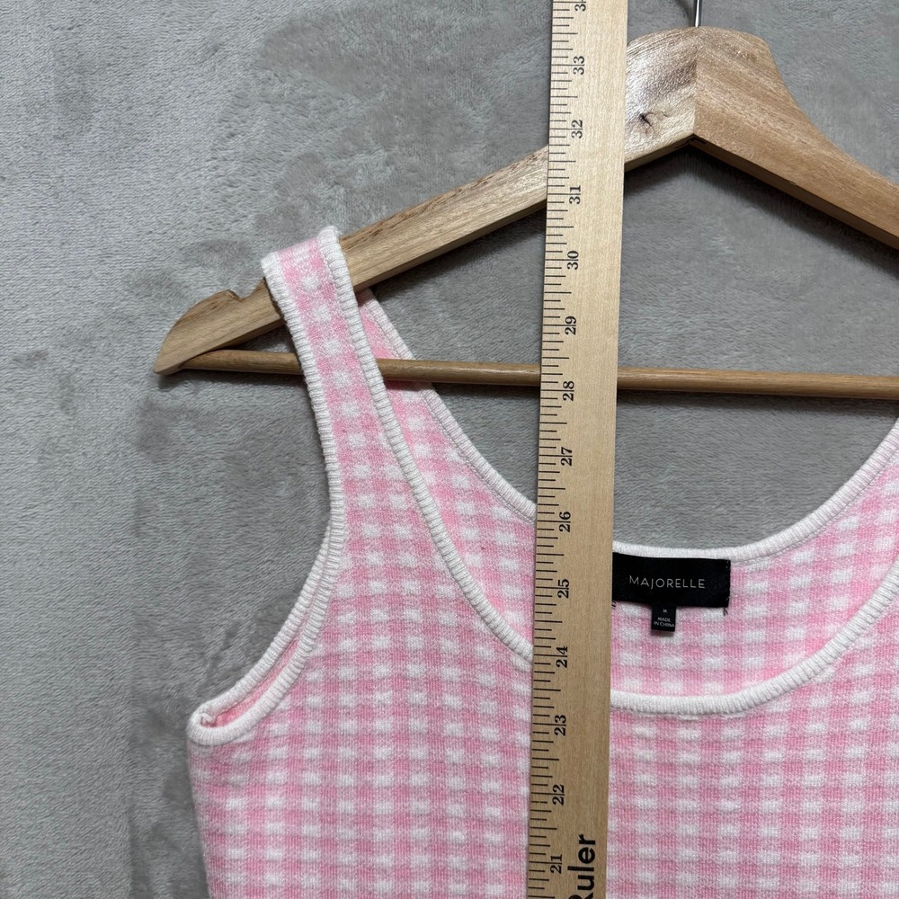 Majorelle Pink Gingham Knit Mini Dress Womens Size Medium Sleeveless Scoop Neck - Picture 8 of 8